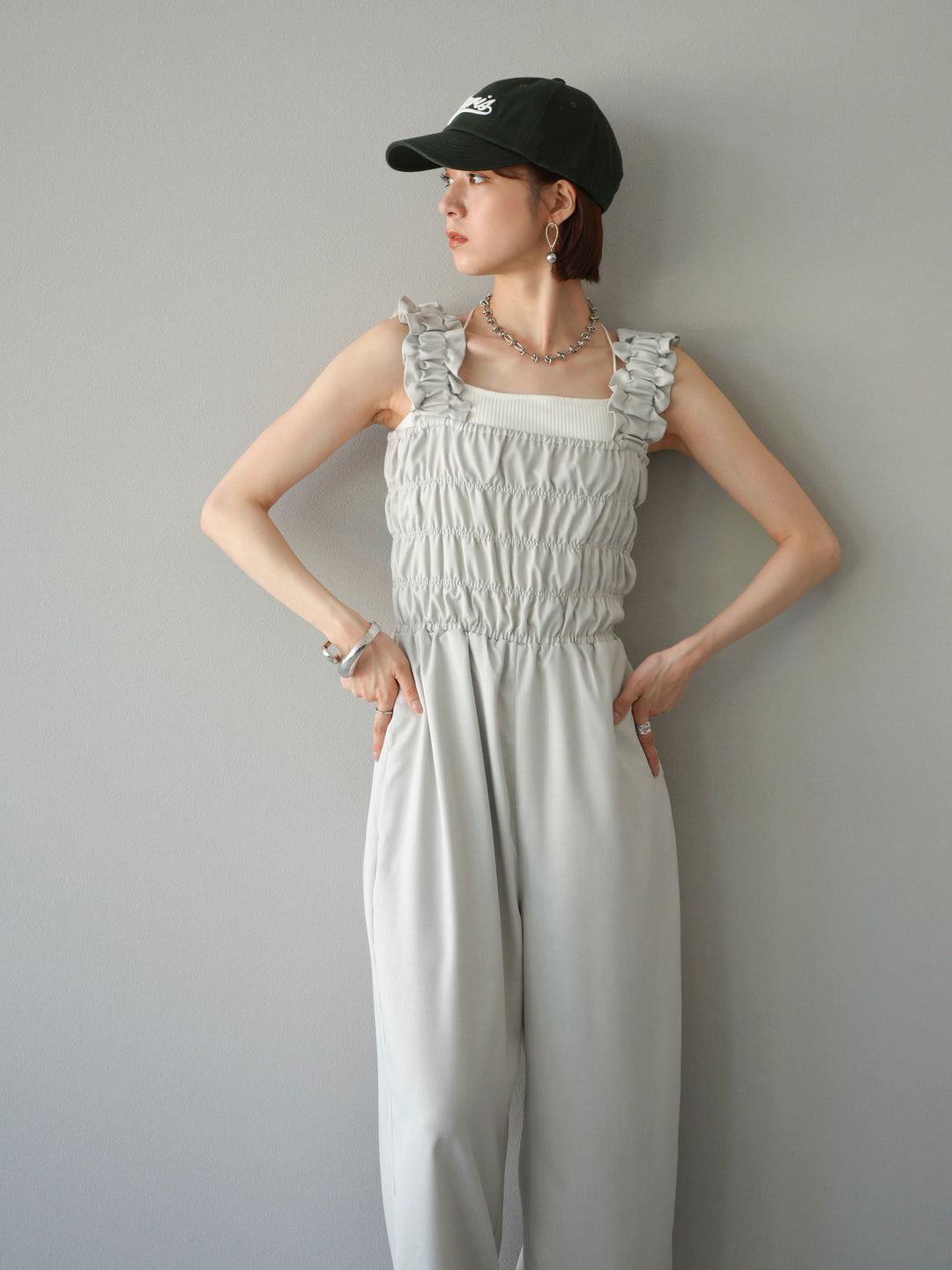 [予約]ヘザーエステルシャーリングサロペット/アイボリー