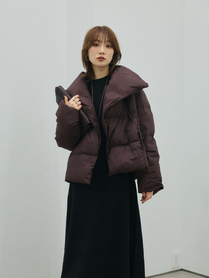 【Allure】[SET]バックオープンニットワンピース+スタンドカラーダウンジャケット(2set)