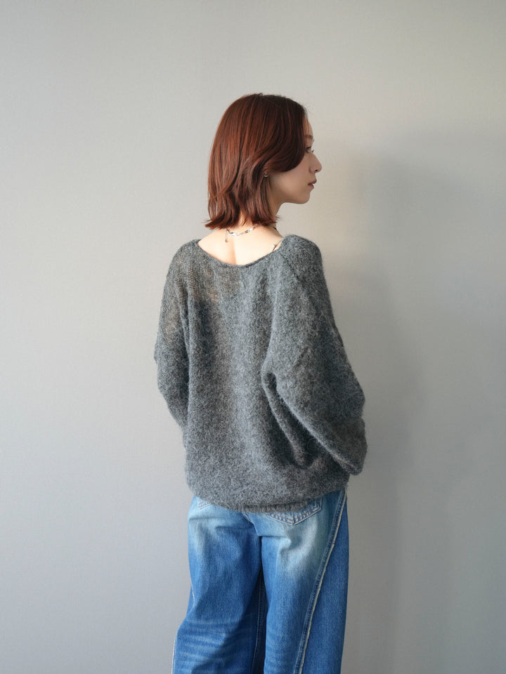 [予約]透かしデザインニットプルオーバー/charcoal