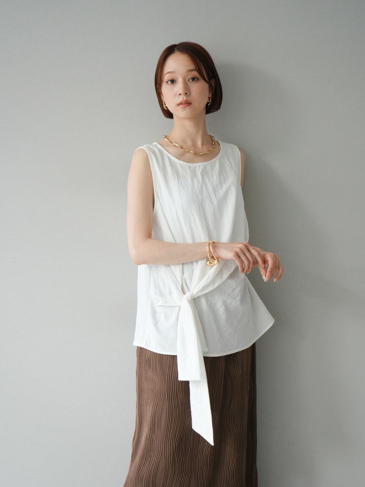 [SET] 前裹式無袖上衣+波浪滾邊緊身裙（2套）