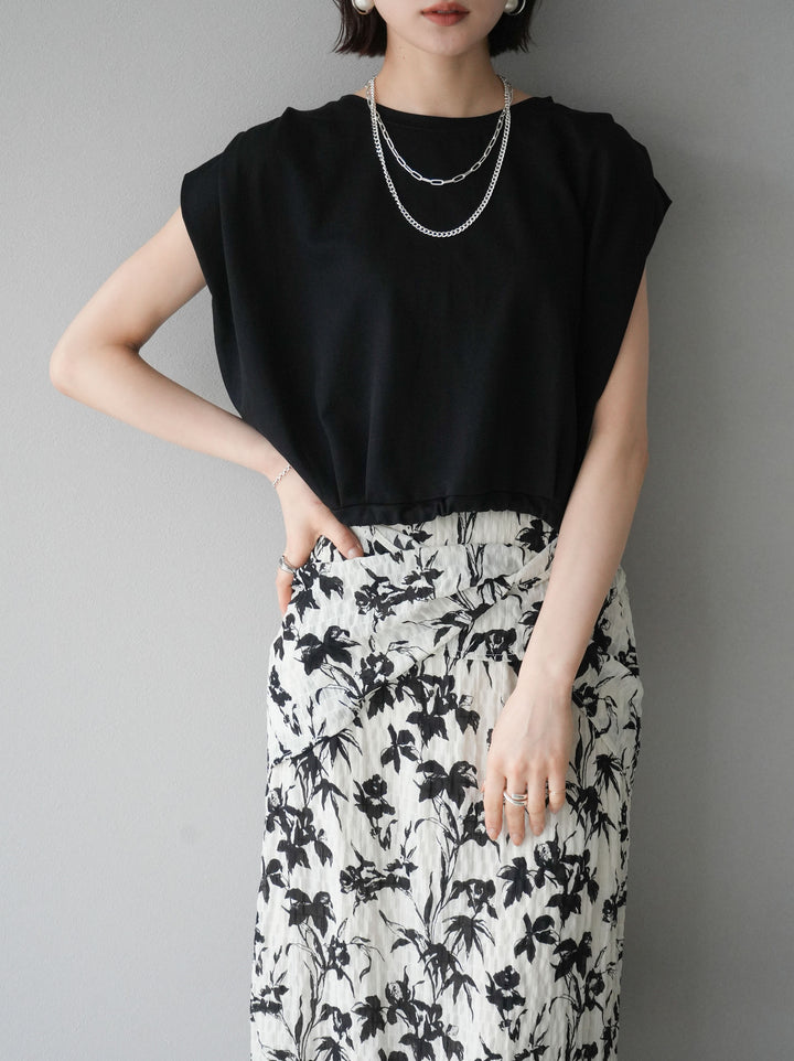 [Pre-order] Washer waist design flower pattern skirt/off-white