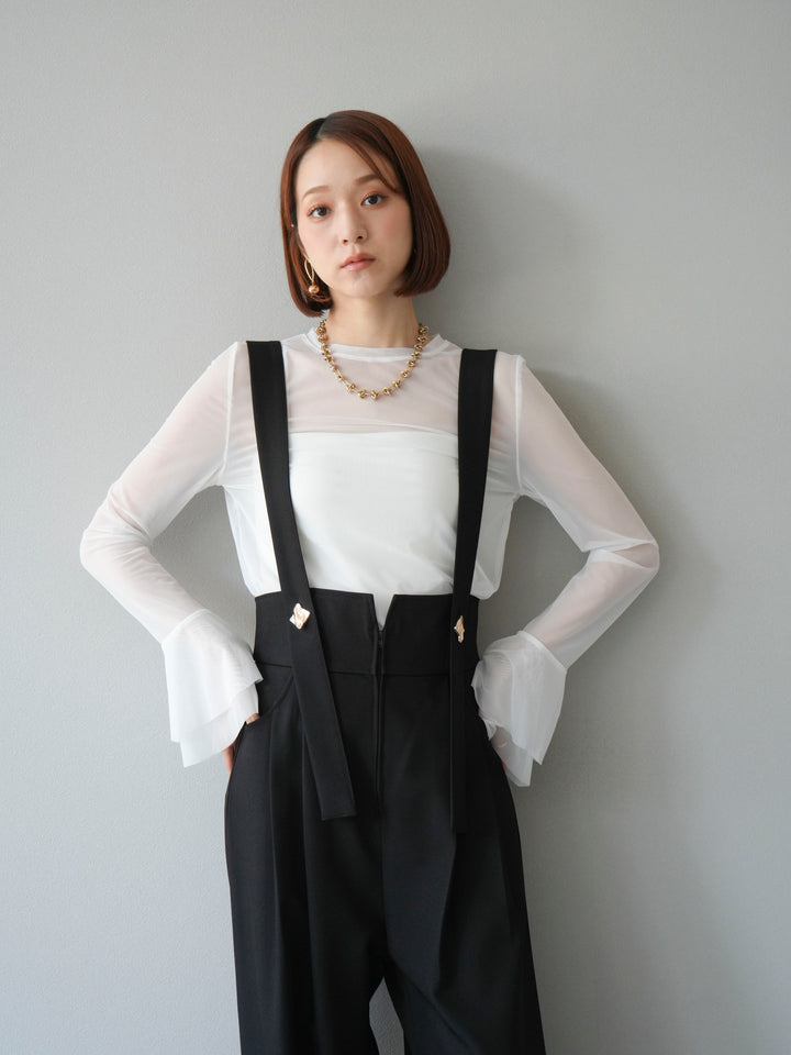 [予約]フレアロングスリーブパワーメッシュトップス/オフ