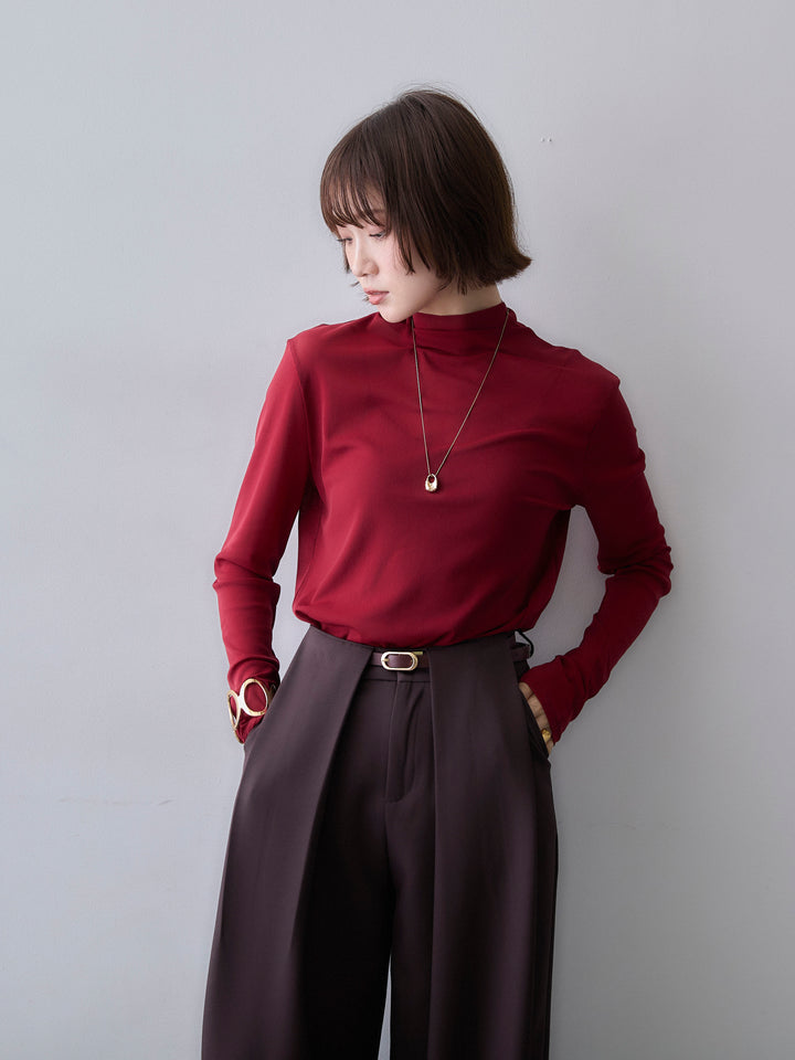 [予約]メッシュボトルネックトップス/burgundy