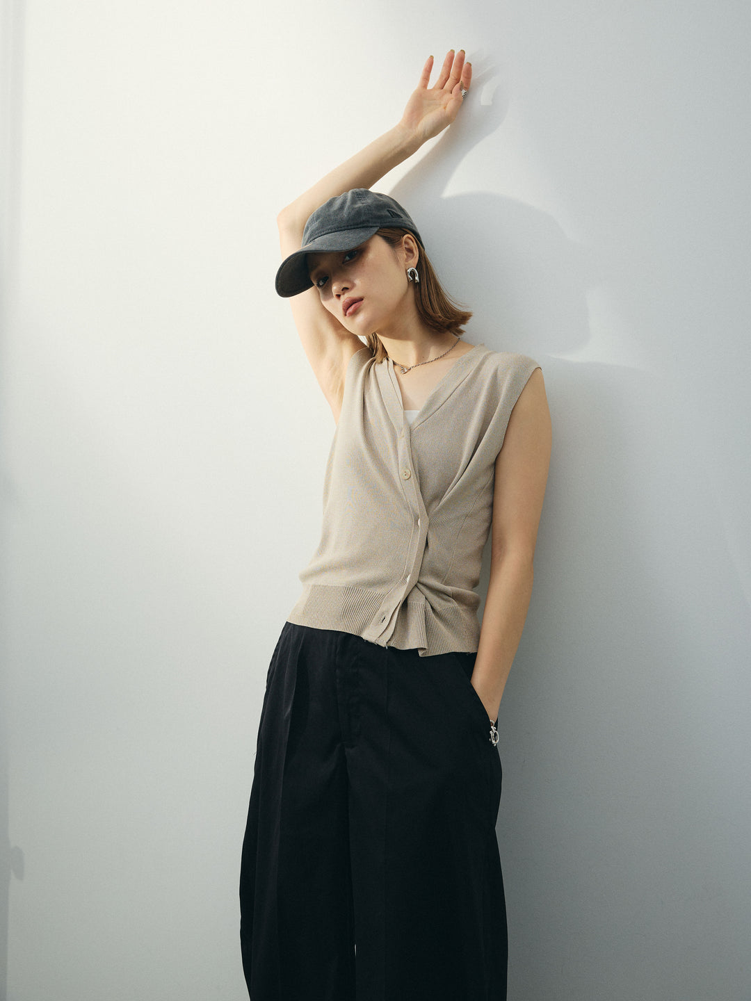 [予約]クールタッチ2WAYデザインニットベスト/ベージュ