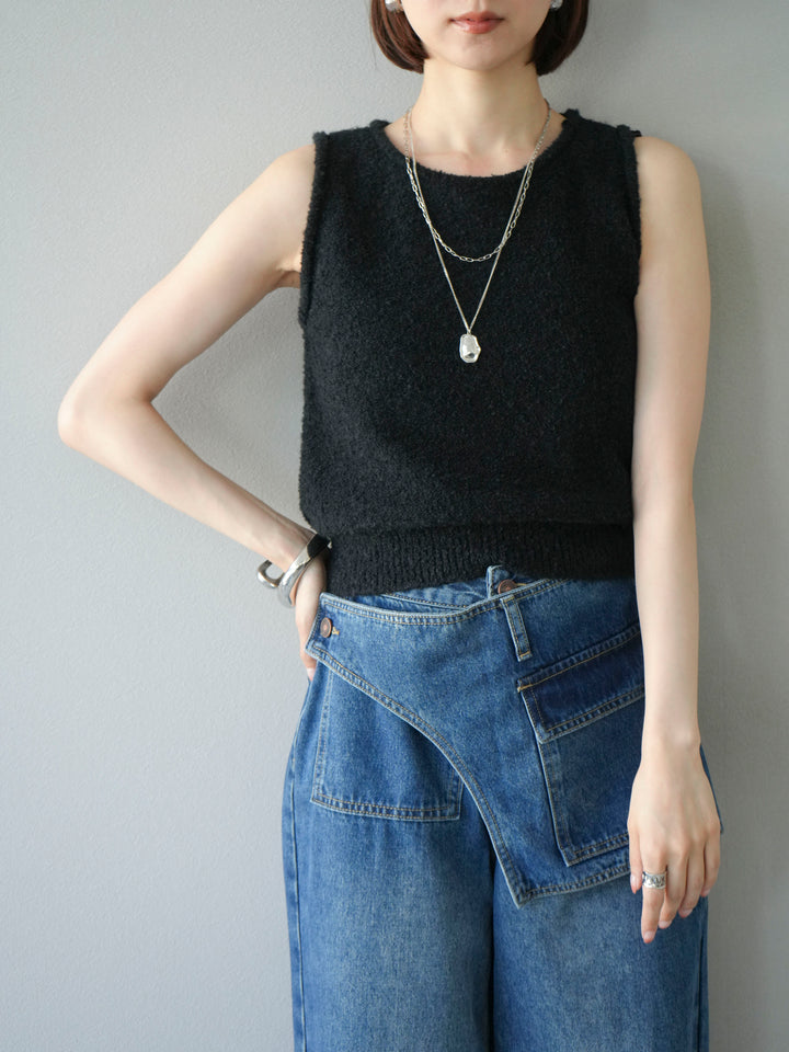 [予約]ブークレニットタンクトップ/ブラック