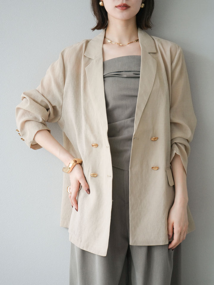 [予約]ゴールドボタンシアージャケット/ベージュ