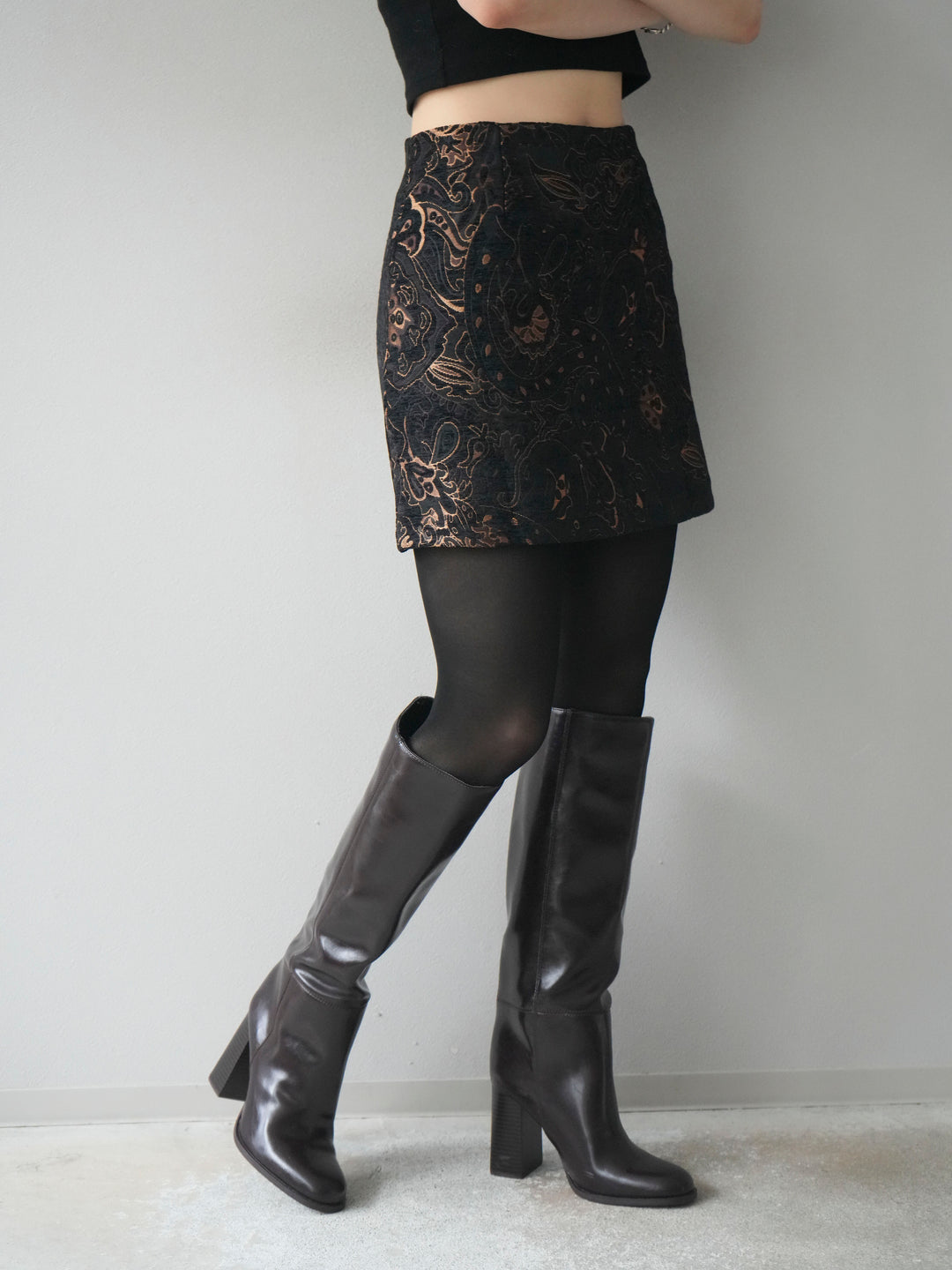 [予約]ジャガードミニスカート/black