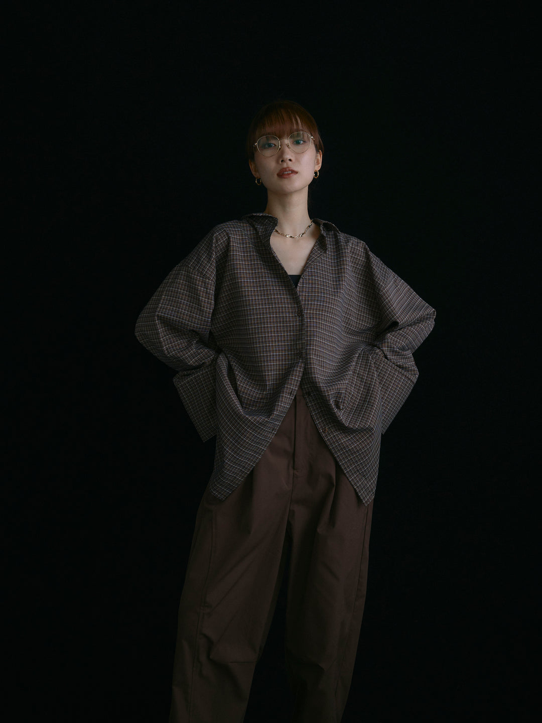 【Allure】[SET]チェックBIGカフスオーバーシャツ+チェックBIGカフスオーバーシャツ(2set)