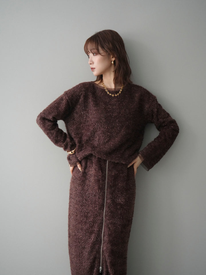 [予約]ラメシャギートップス/brown