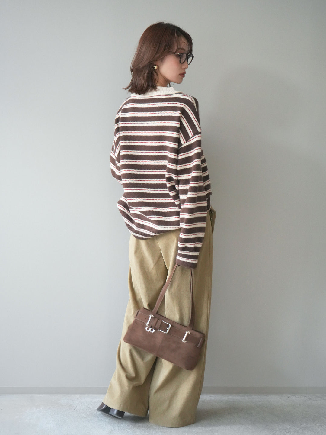 [予約]コーデュロイ巻きベルト付きパンツ/beige