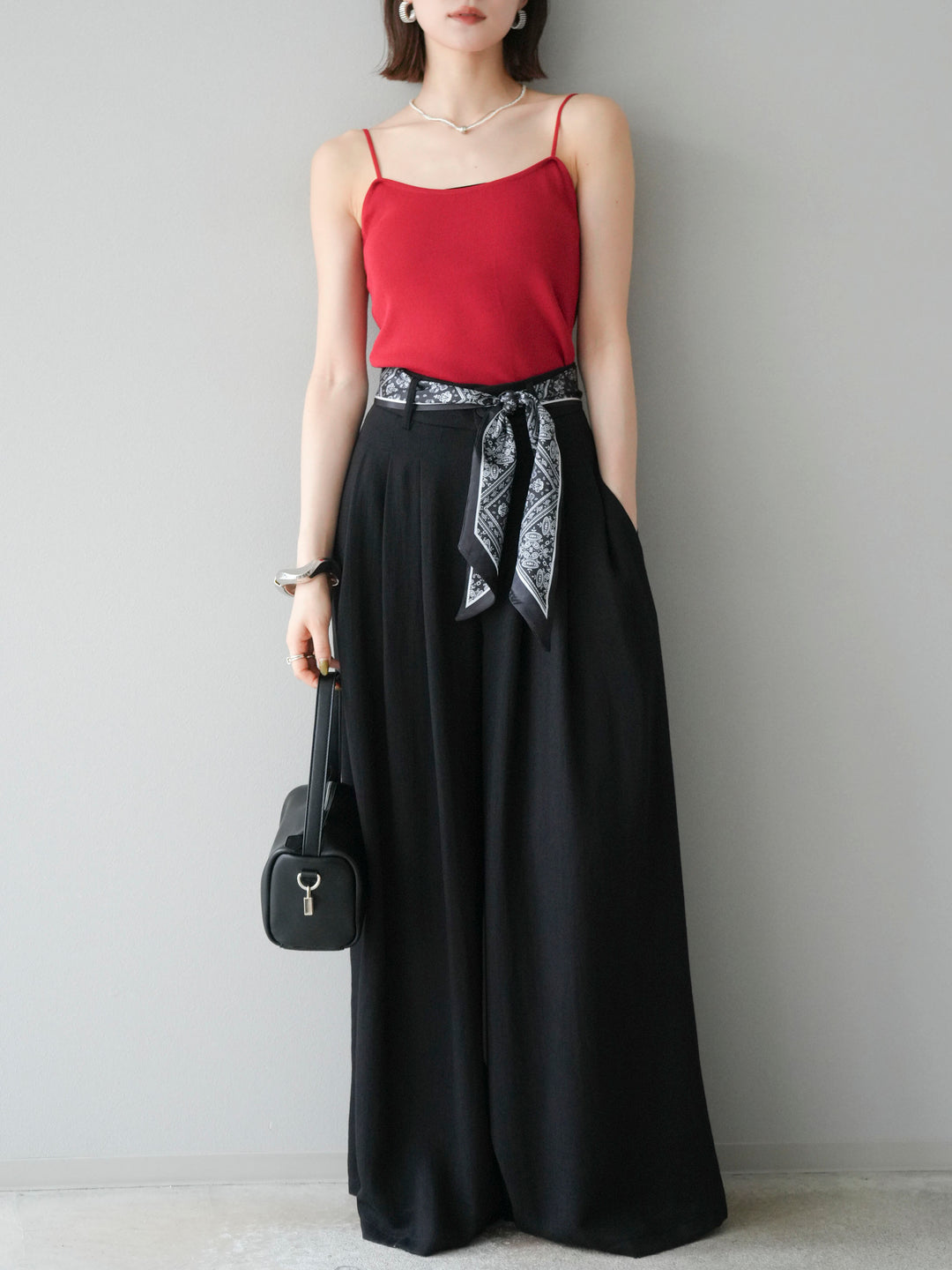 [予約]レーヨンニットキャミソール/レッド