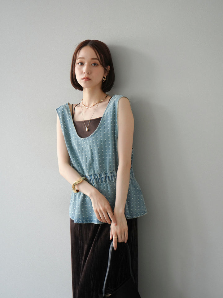 [予約]ジャガードデニム２WAYビスチェ/ライトブルー