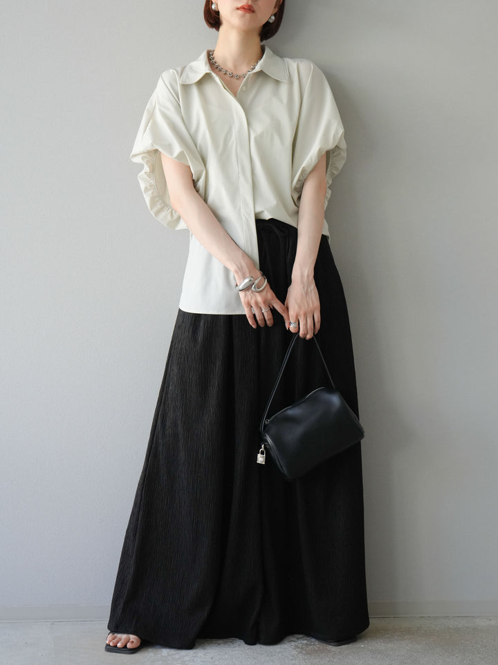 [予約]楊柳バギーパンツ/ブラック