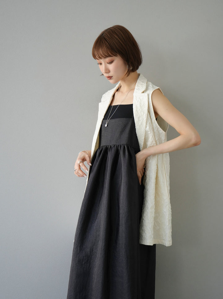 [Pre-order] Sheer Washer Volume Cami Dress/Black