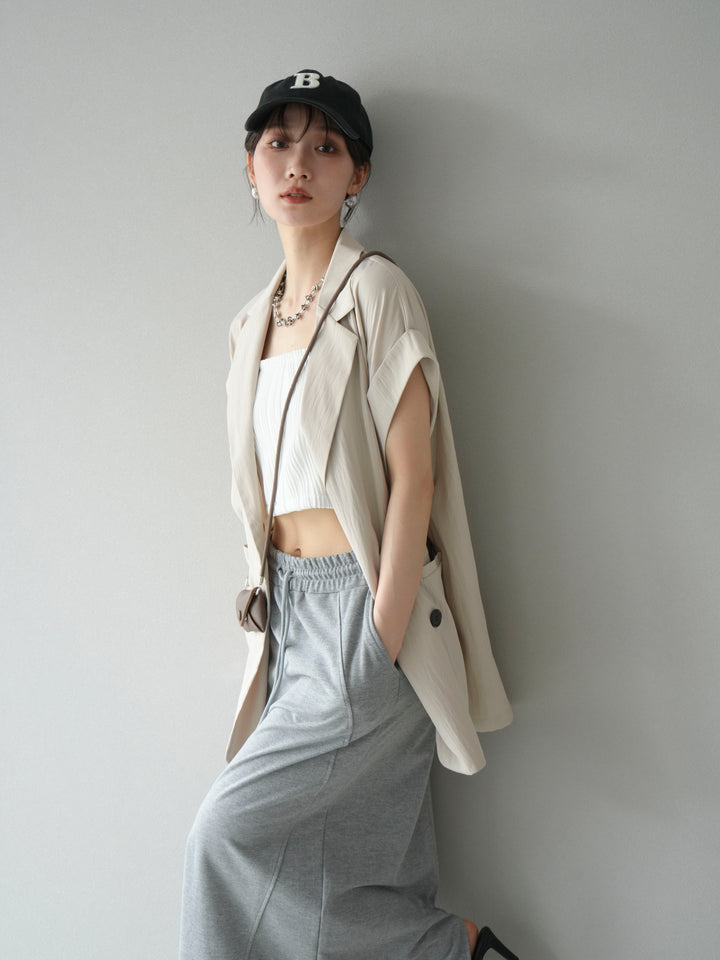 [SET]リネンライクノースリーブダブルジレ+リネンライクノースリーブダブルジレ(2set)