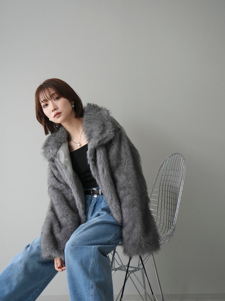 [20%オフ]MIXファースタンドネックショートジャケット/gray