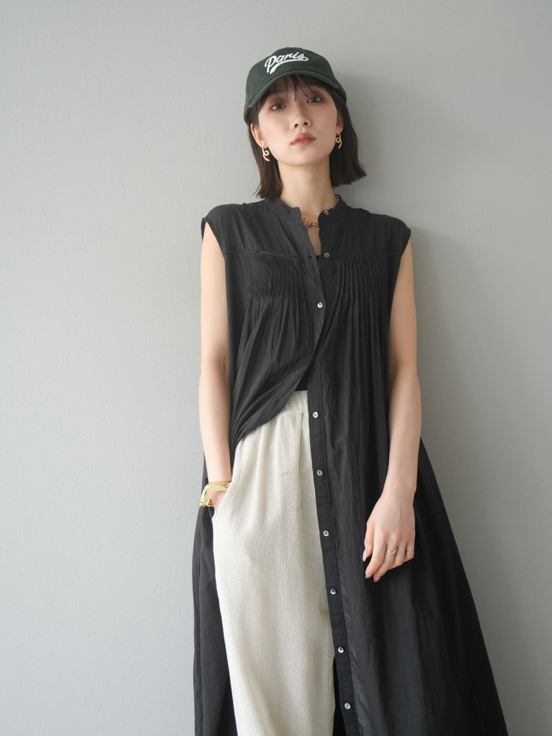 [予約]インド製コットンボイルワンピース/ブラック