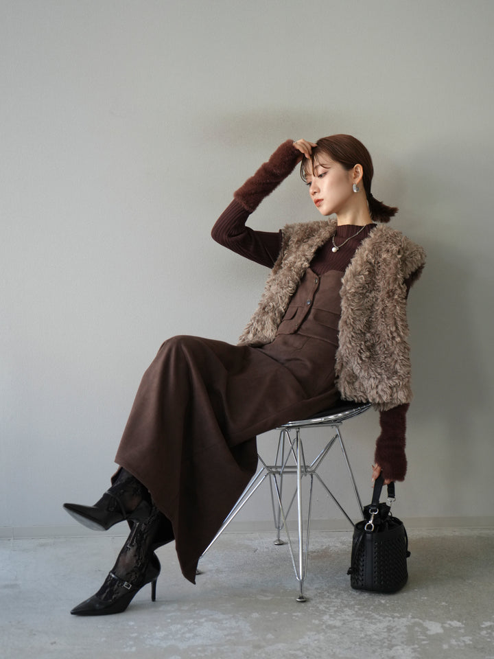 [予約]プードルファーショートベスト/モカ