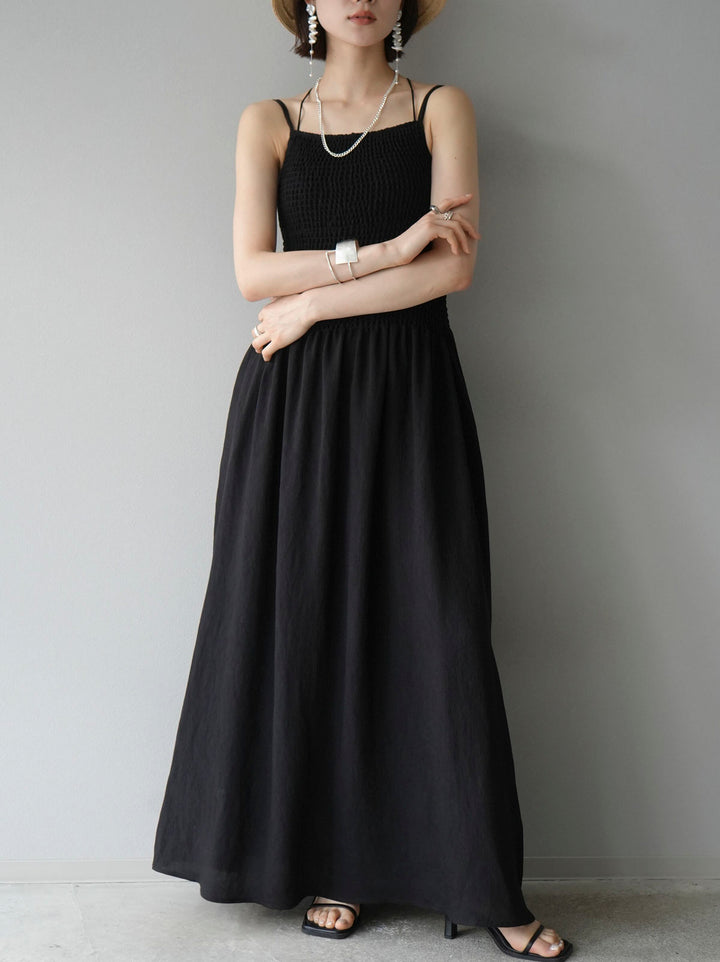 [Pre-order] Gathered Cami Dress/Black