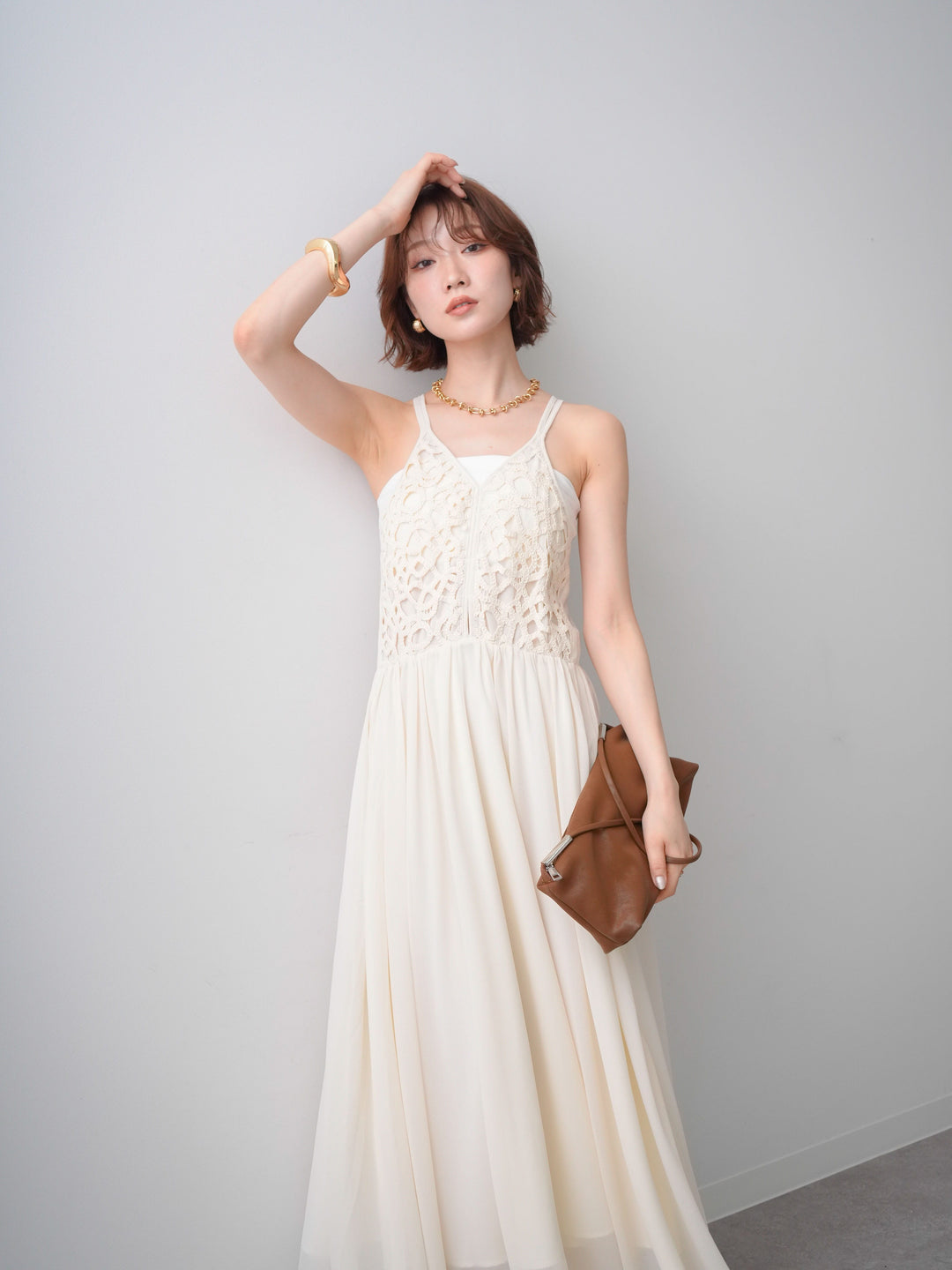 [予約]クロシェシフォンキャミワンピース/ivory