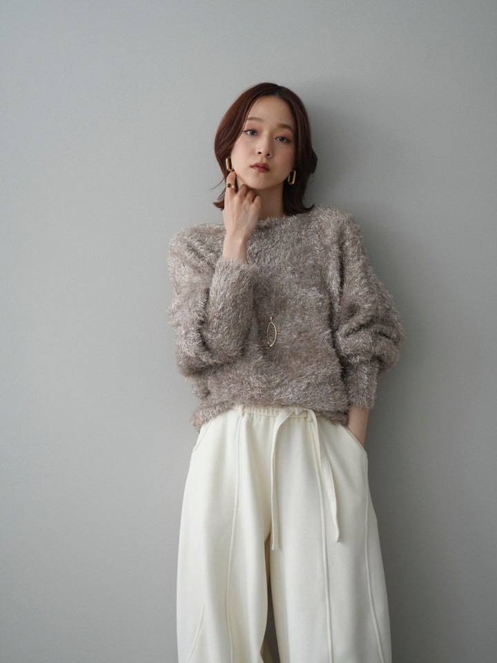 [予約]ラメシャギードルマンニットプルオーバー/beige