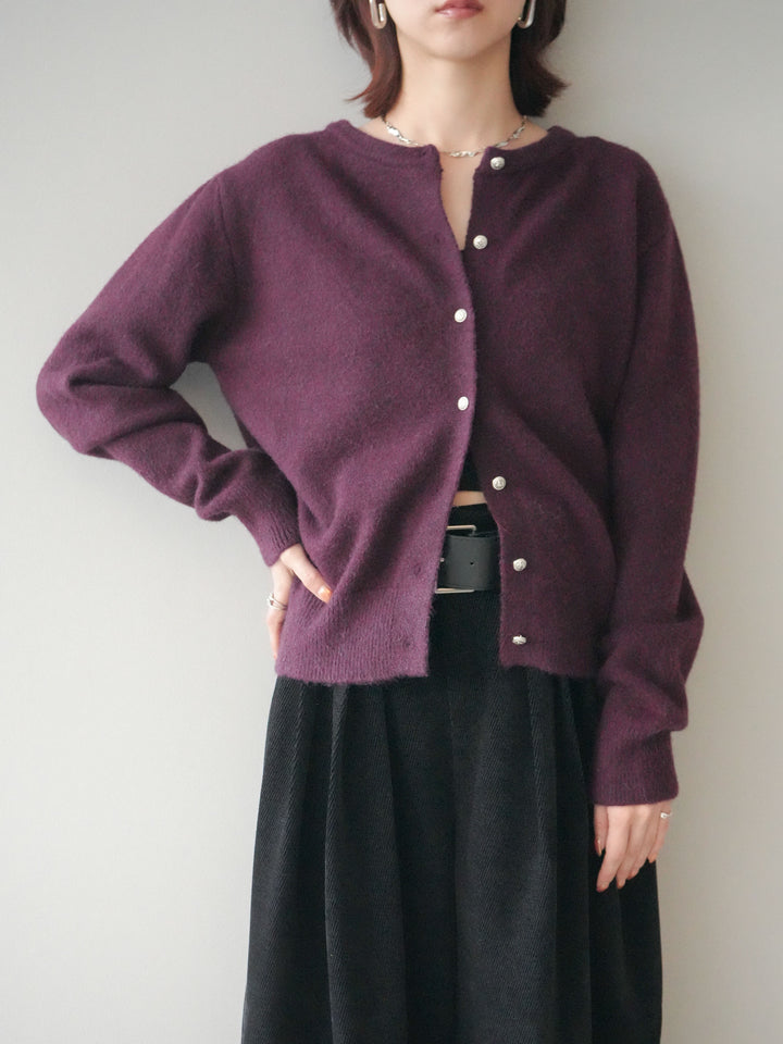 [SET]アンティークボタンニットカーディガン+ベルトデザインループコールテンワイドパンツ(ベルト付き)(2set)