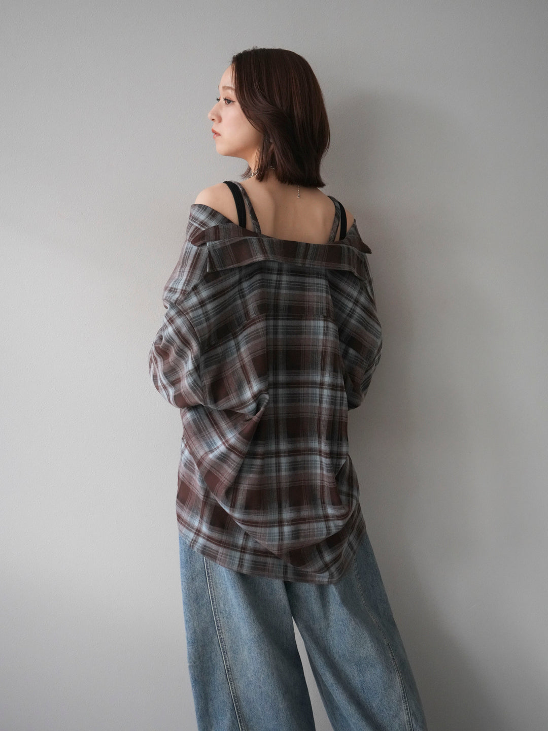 [予約]マルチウェイチェックシャツ/brownblue
