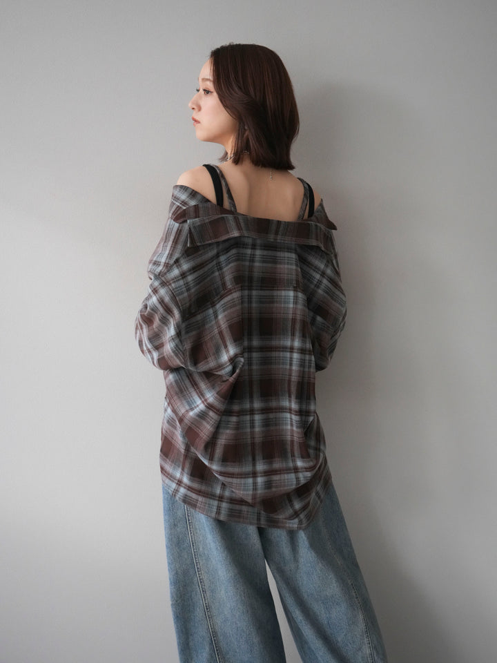 [予約]マルチウェイチェックシャツ/brownblue