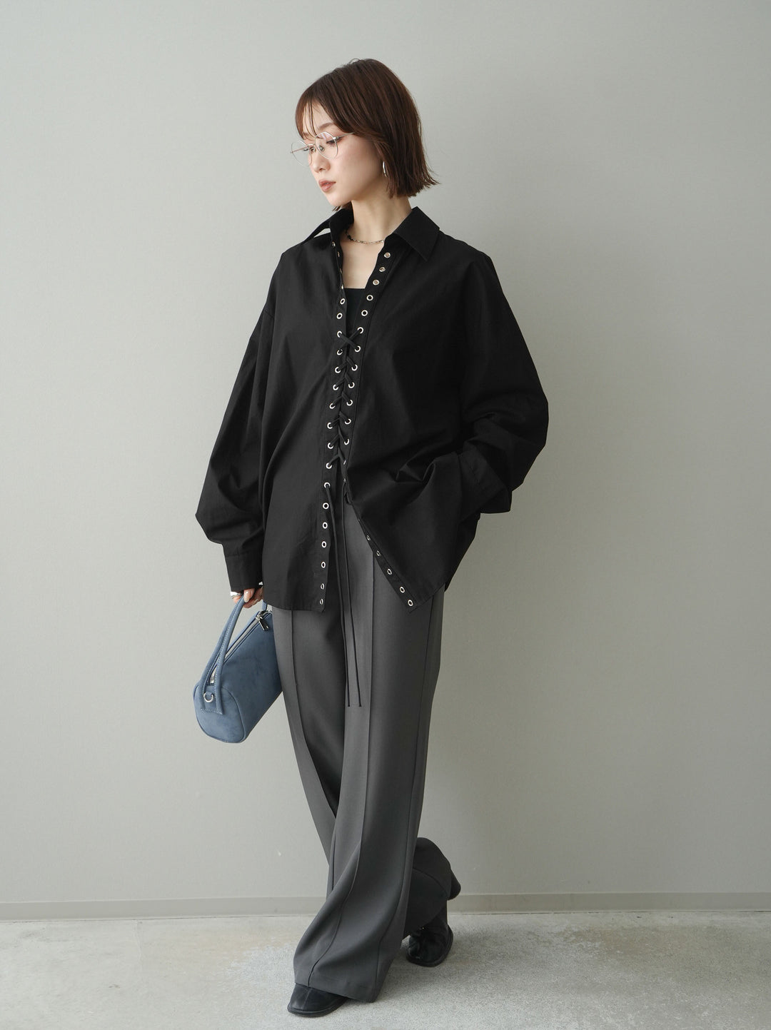 [予約]センターシームフレアパンツ/gray