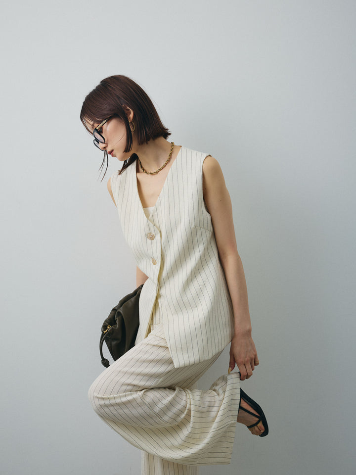 [SET]ストライプベスト＆ワイドパンツSET UP+ストライプベスト＆ワイドパンツSET UP(2set)