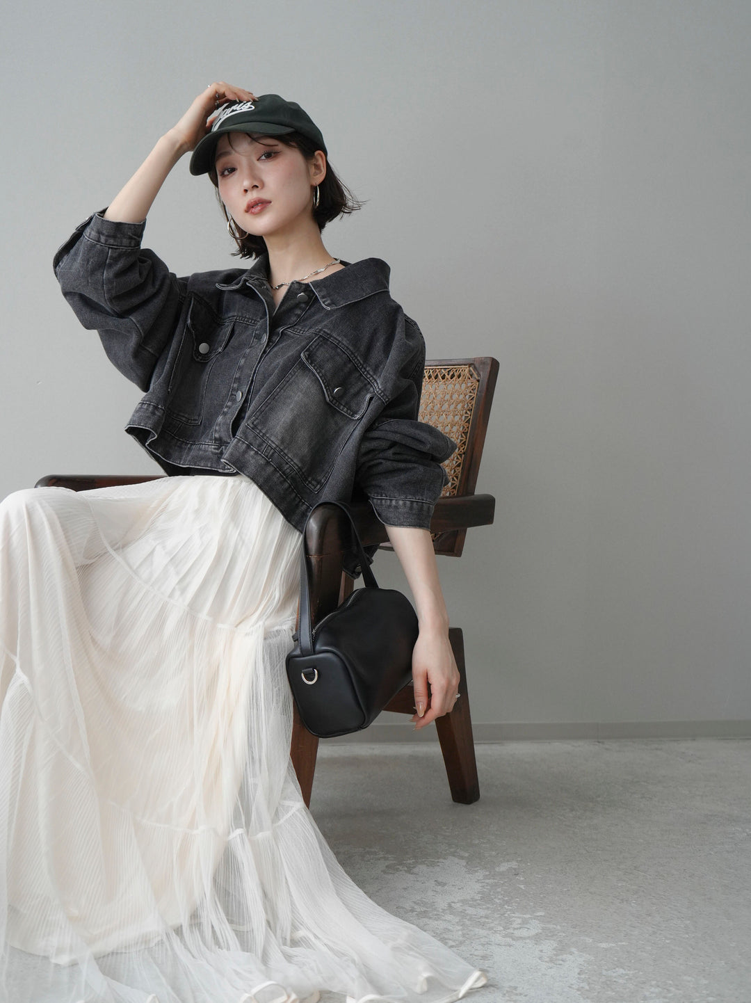 [予約]デニムショートシャツジャケット/black