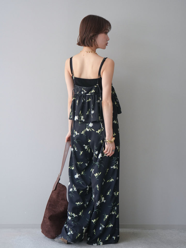 [SET]フラワープリントキャミソール+フラワープリントタックパンツ(2set)