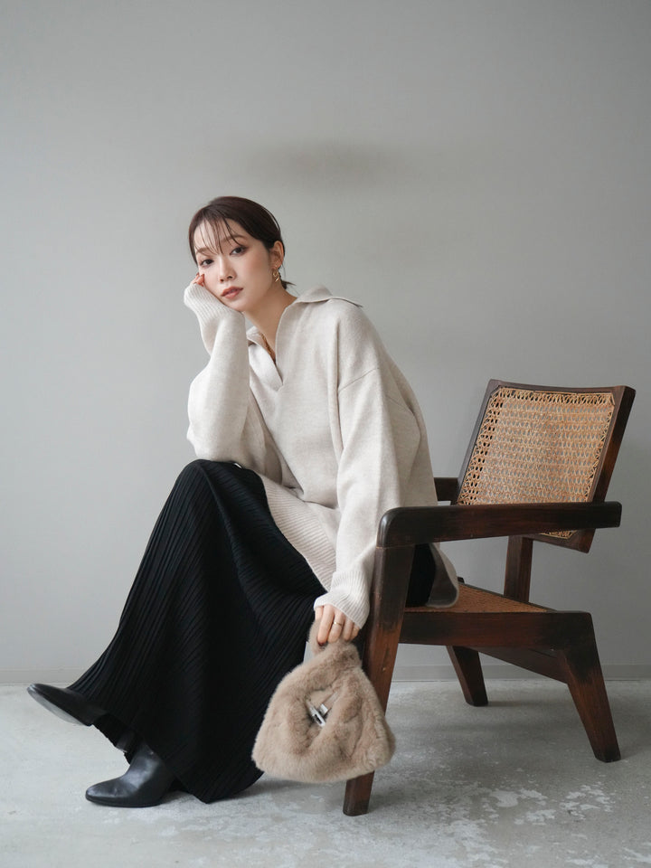 [SET]スキッパーオーバーニットプルオーバー+選べるアクセセット(2set)