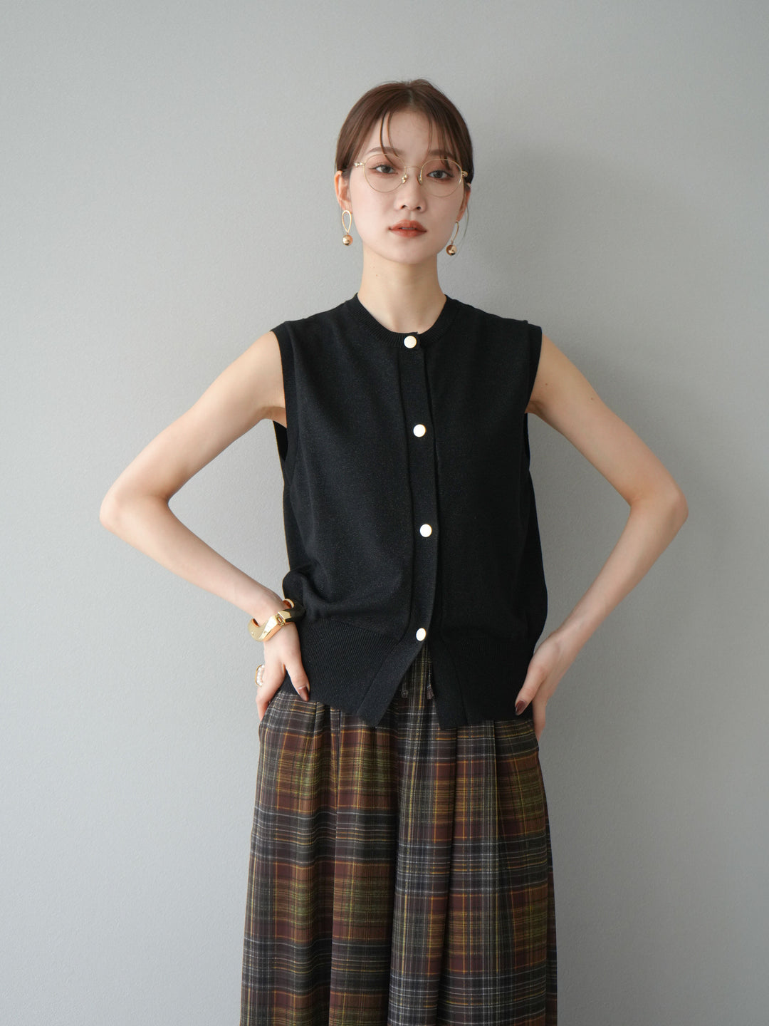 [予約]ラメニットベスト/ブラック