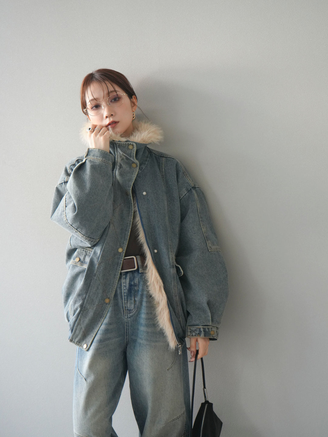 [SET]デニムxファーブルゾン+選べるアクセセット(2set)