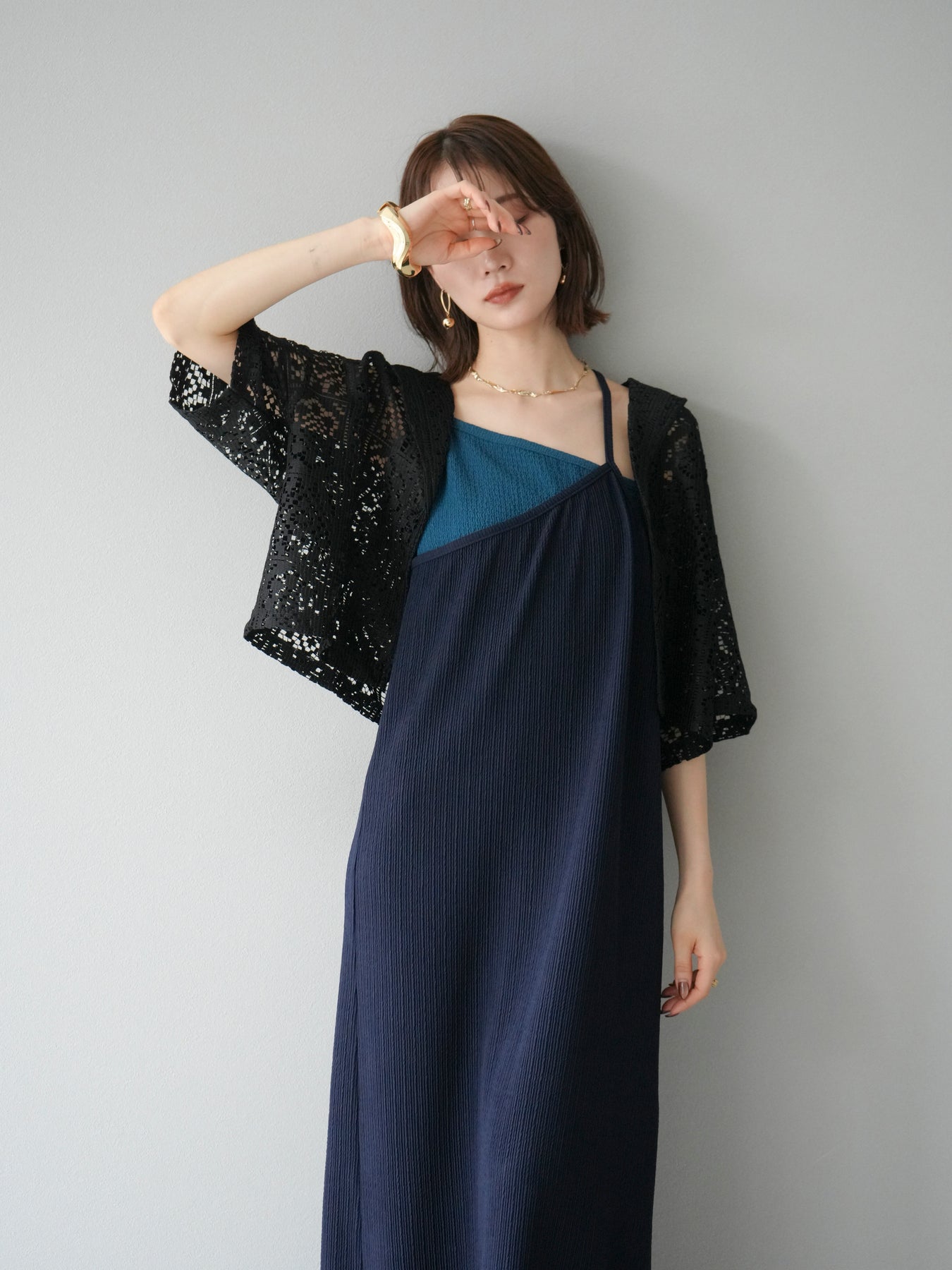 TOKUKO 1er Vol／カラフル裏地バルーンジャケット ブラックショート丈 TOKUKO 1er Vol／カラフル裏地バルーンジャケット ブラック