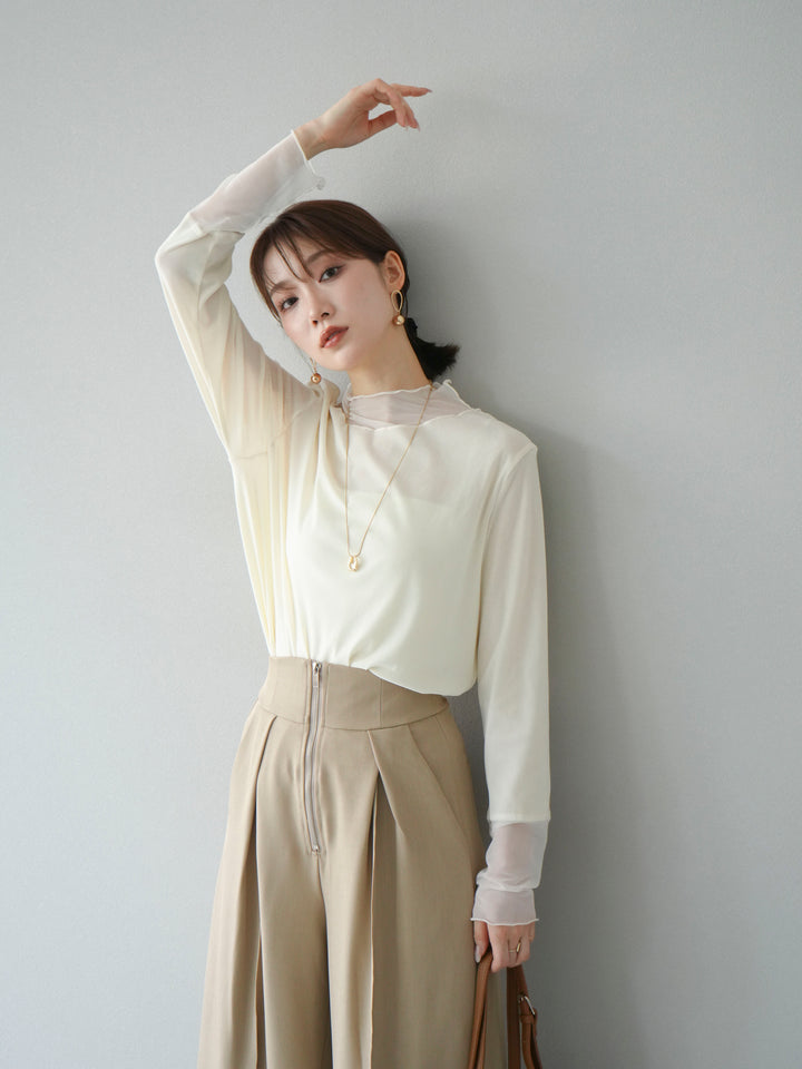 [予約]シアー切替ベロアトップス/オフホワイト
