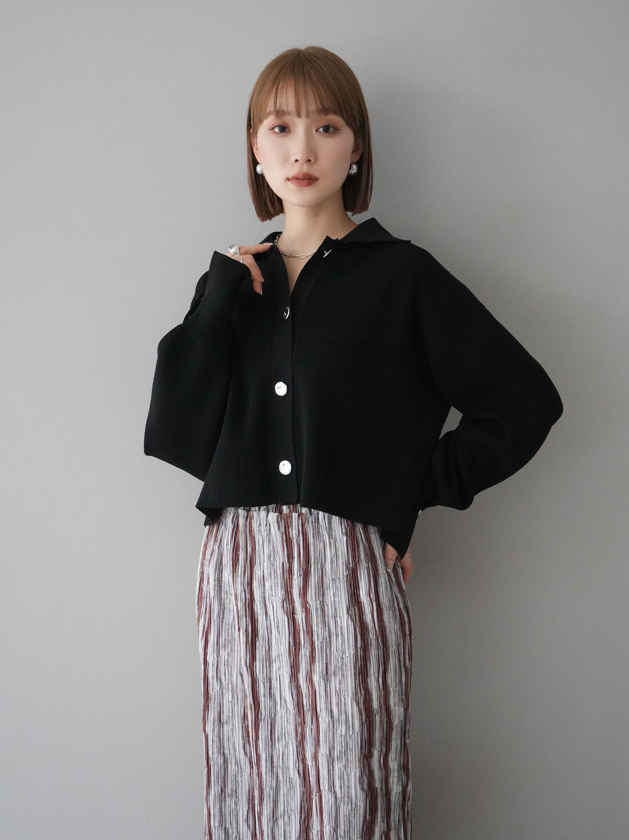 ラボレイトリー ボリュームスリーブアランニットカーディガン ガーター