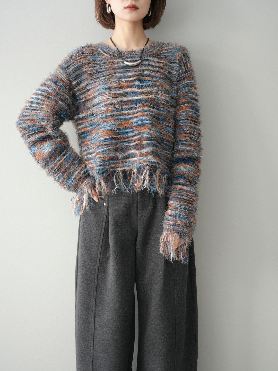 [SET]裾フリンジミックスヤーンシャギープルオーバー+裾フリンジミックスヤーンシャギープルオーバー(2set)
