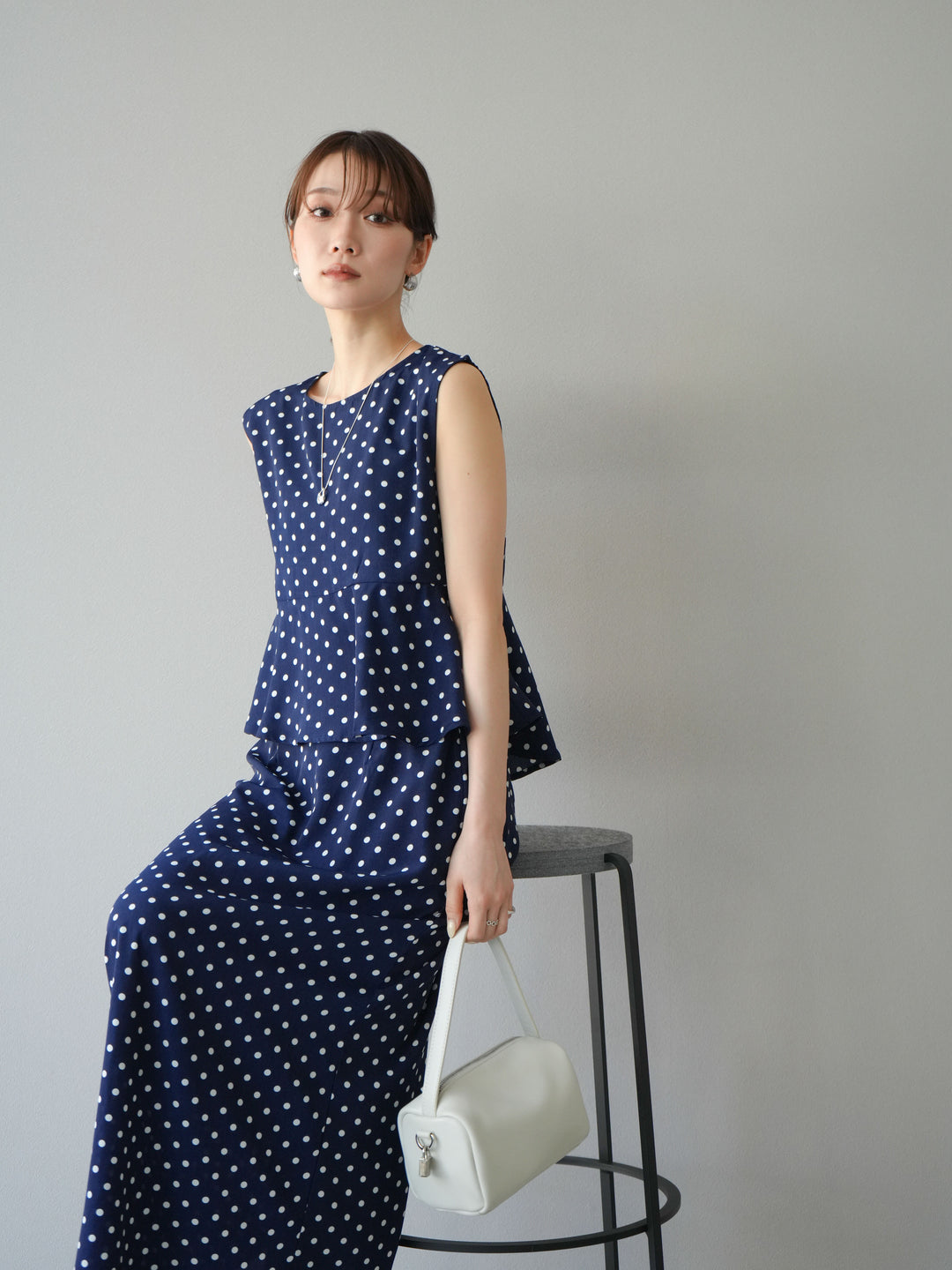[予約]ドットぺプラムトップス/ネイビー