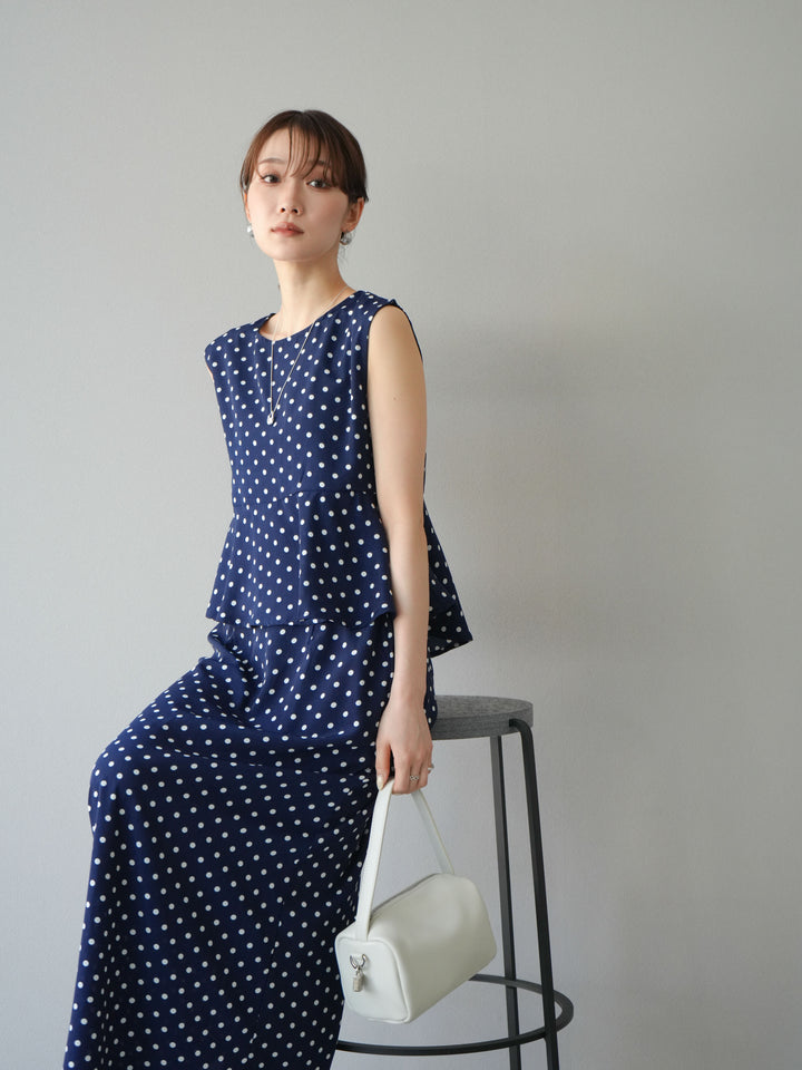 [予約]ドットぺプラムトップス/ネイビー