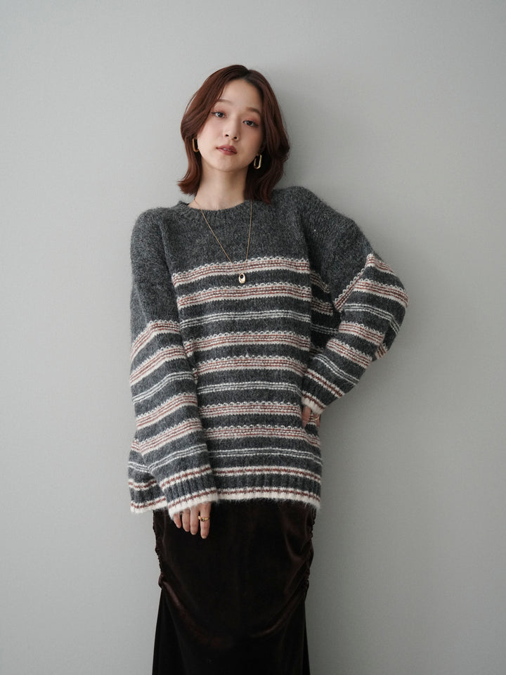 [SET]ステッチボーダーニットプルオーバー+ステッチボーダーニットプルオーバー(2set)