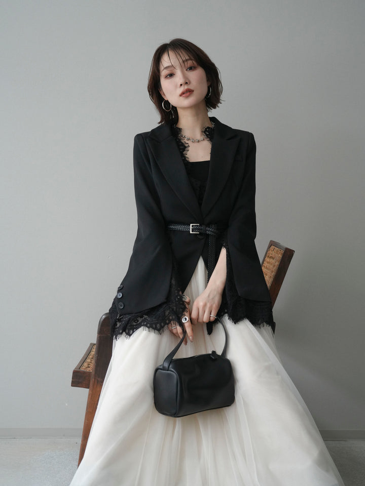 [SET]レースレイヤードスリットジャケット+選べるアクセセット(2set)