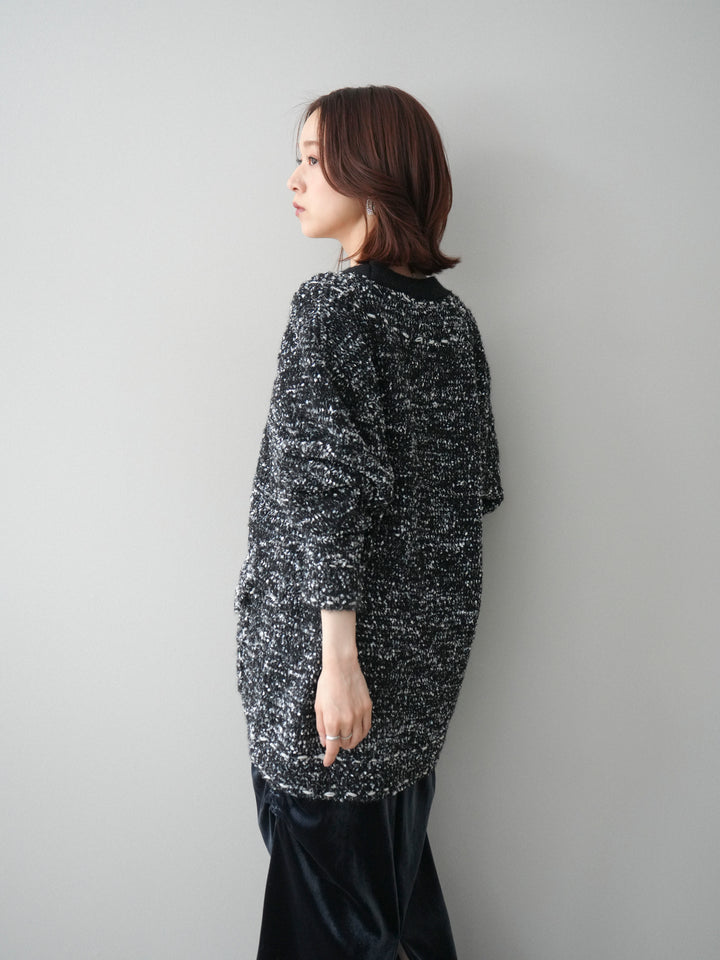 [SET]モールネップニットカーディガン+ギャザーベロアスカート(2set)