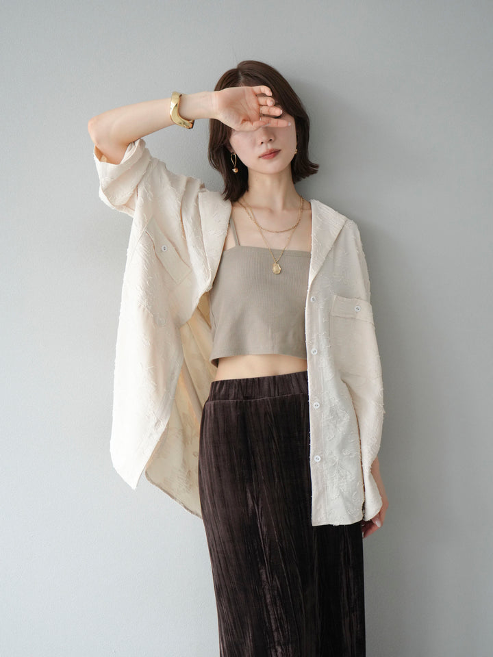 [予約]ジャガードハーフスリーブシャツ/アイボリー