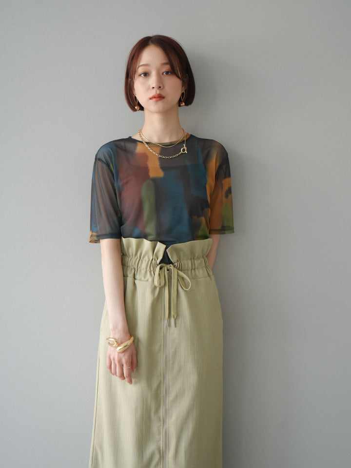 [套裝] 水彩藝術透視T卹 + Heather Ester 褶皺拉鍊裙 (2套)