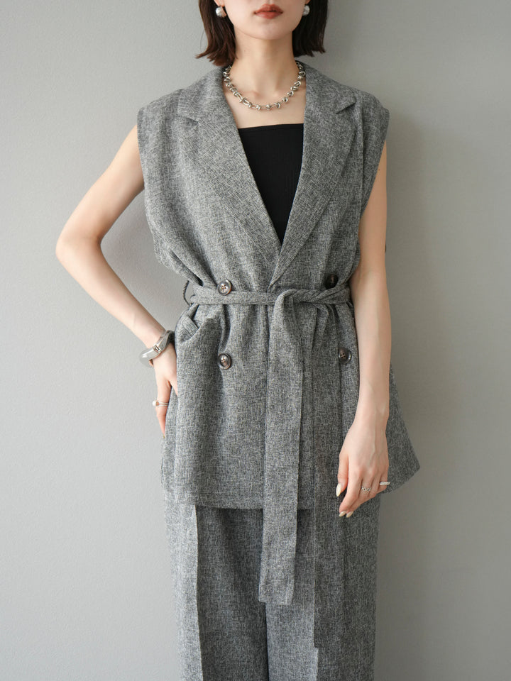 [預購] 混合粗呢背心/黑色