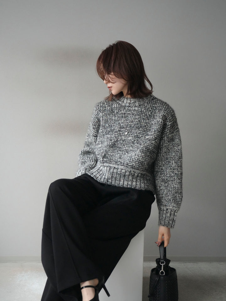 [予約]ボリュームスリーブミックスネップニットプルオーバー/gray