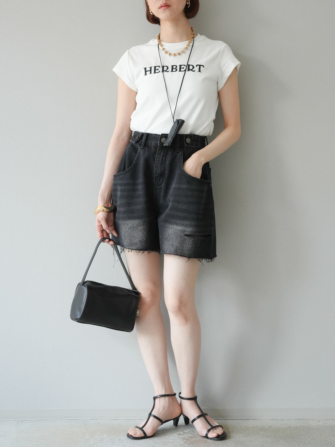 【預購】寬鬆半身牛仔褲/黑色