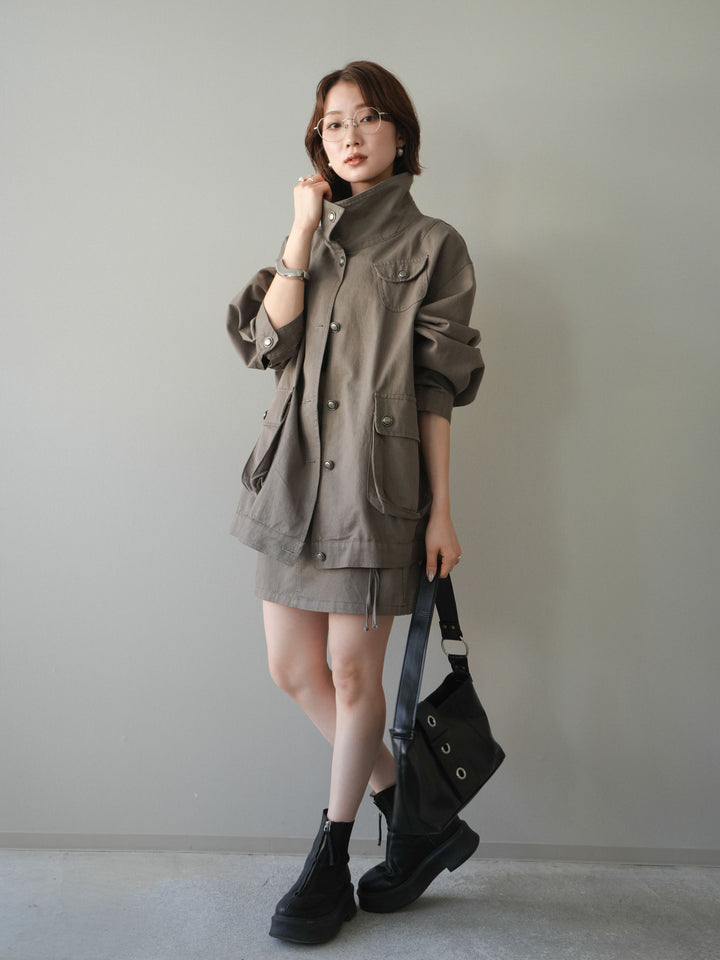 [予約]カーゴディテールミニスカート/khaki